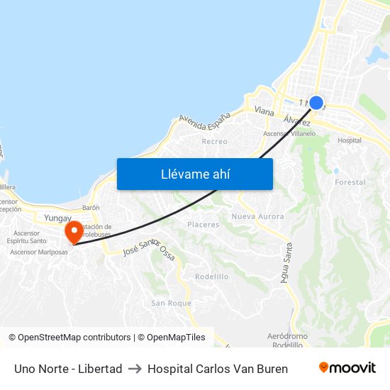 Uno Norte - Libertad to Hospital Carlos Van Buren map