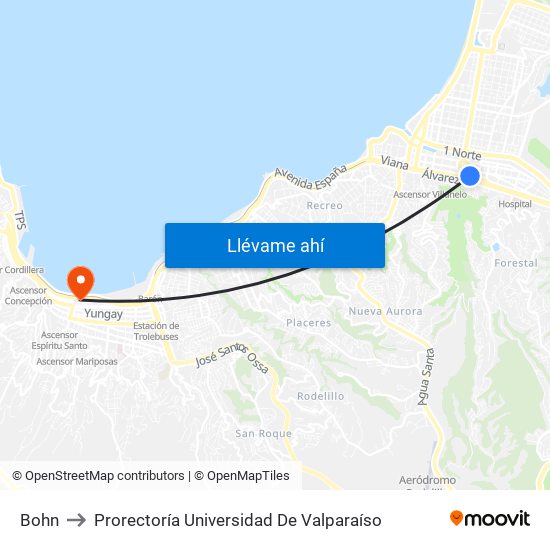 Bohn to Prorectoría Universidad De Valparaíso map