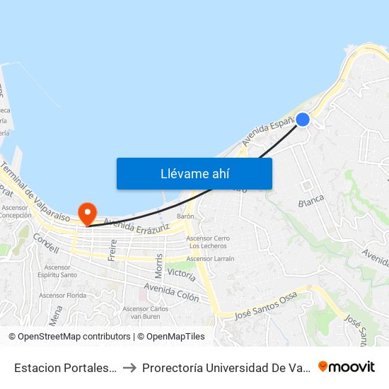 Estacion Portales / Sur to Prorectoría Universidad De Valparaíso map