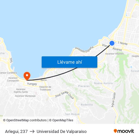 Arlegui, 237 to Universidad De Valparaíso map