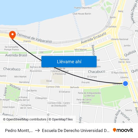 Pedro Montt, 2998 to Escuela De Derecho Universidad De Valparaíso map