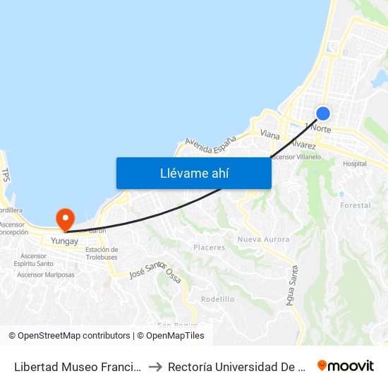 Libertad Museo Francisco Fonk to Rectoría Universidad De Valparaíso map