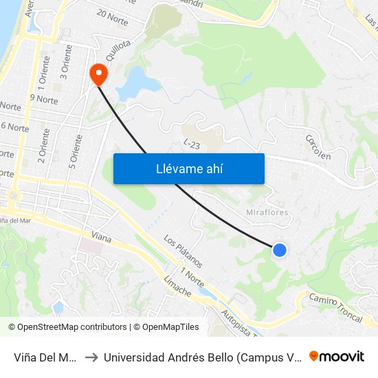 Viña Del Mar, 97 to Universidad Andrés Bello (Campus Viña Del Mar) map