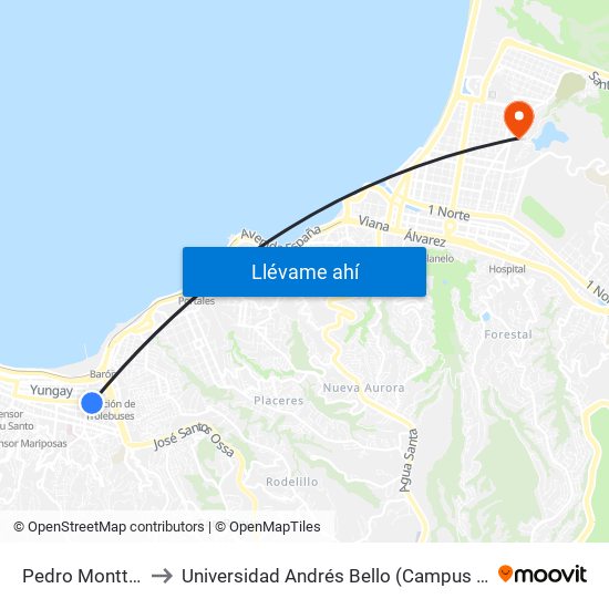 Pedro Montt, 2765 to Universidad Andrés Bello (Campus Viña Del Mar) map