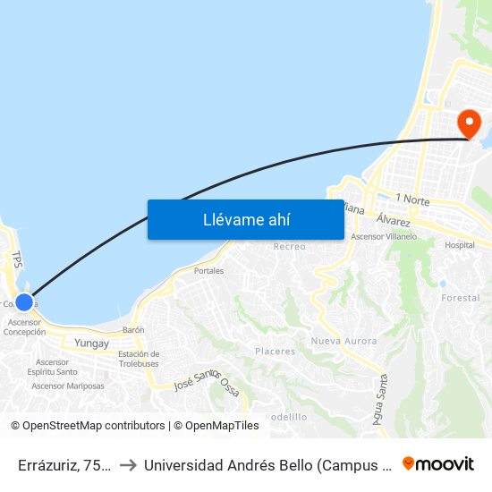 Errázuriz, 755-759 to Universidad Andrés Bello (Campus Viña Del Mar) map