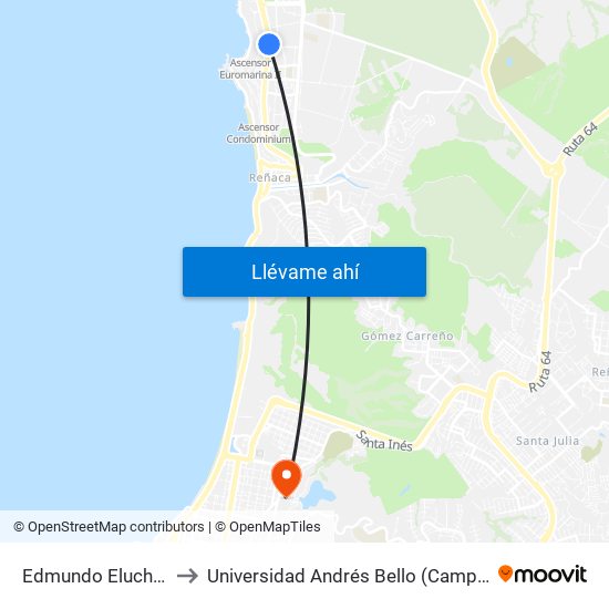 Edmundo Eluchans 2447 to Universidad Andrés Bello (Campus Viña Del Mar) map