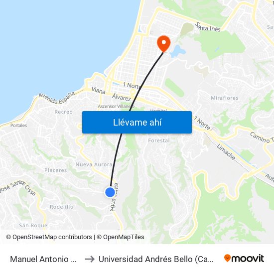 Manuel Antonio Matta, 4349 to Universidad Andrés Bello (Campus Viña Del Mar) map