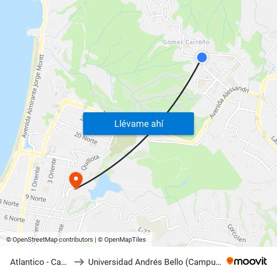 Atlantico - Cantabrico to Universidad Andrés Bello (Campus Viña Del Mar) map