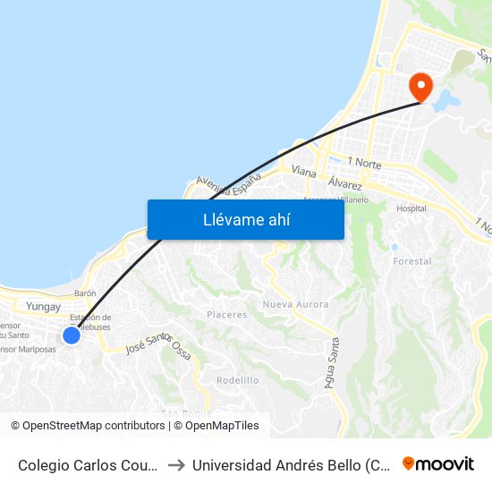 Colegio Carlos Cousiño / Poniente to Universidad Andrés Bello (Campus Viña Del Mar) map