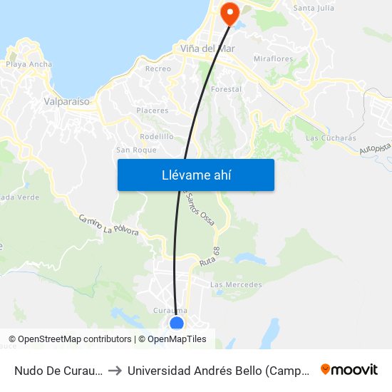 Nudo De Curauma, 630 to Universidad Andrés Bello (Campus Viña Del Mar) map