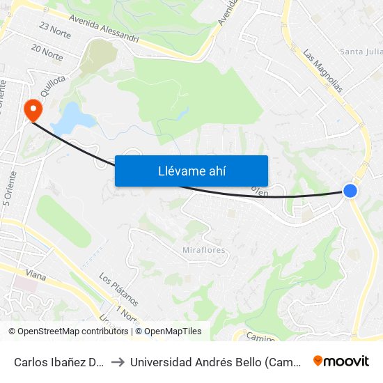 Carlos Ibañez Del Campo to Universidad Andrés Bello (Campus Viña Del Mar) map