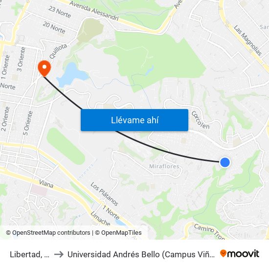 Libertad, 392 to Universidad Andrés Bello (Campus Viña Del Mar) map