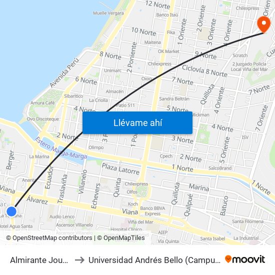 Almirante Jouanne, 80 to Universidad Andrés Bello (Campus Viña Del Mar) map
