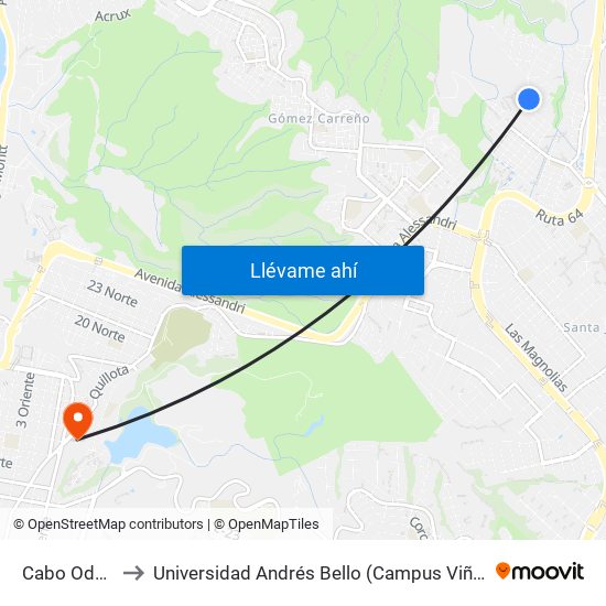 Cabo Oddger to Universidad Andrés Bello (Campus Viña Del Mar) map