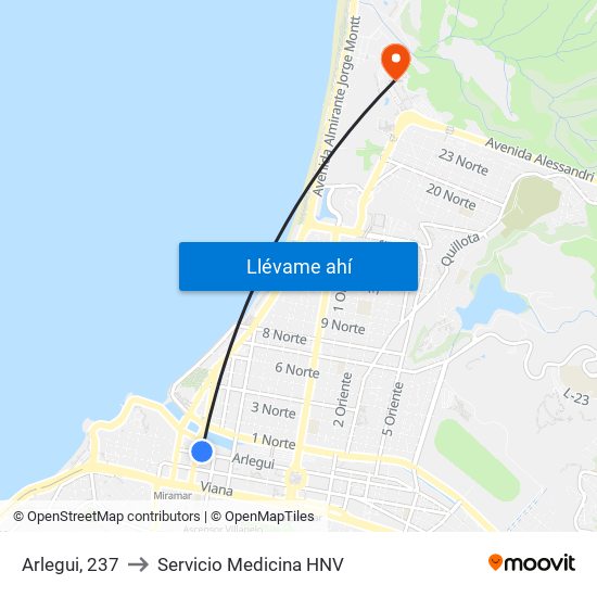 Arlegui, 237 to Servicio Medicina HNV map