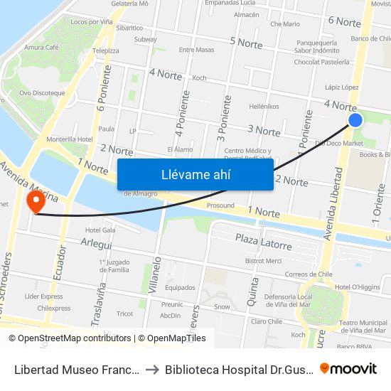 Libertad Museo Francisco Fonk to Biblioteca Hospital Dr.Gustavo Fricke map