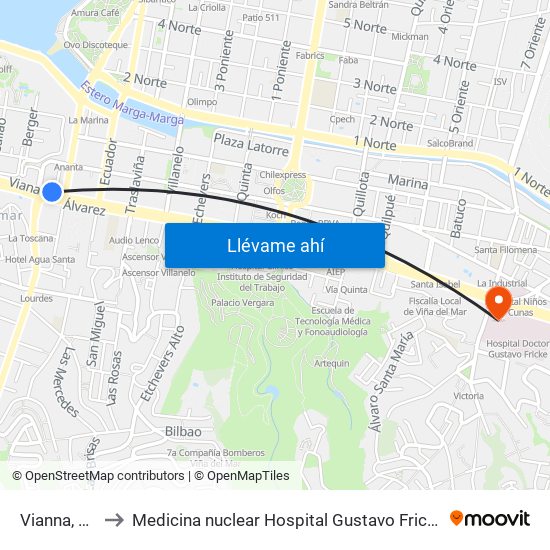 Vianna, 45 to Medicina nuclear Hospital Gustavo Fricke map