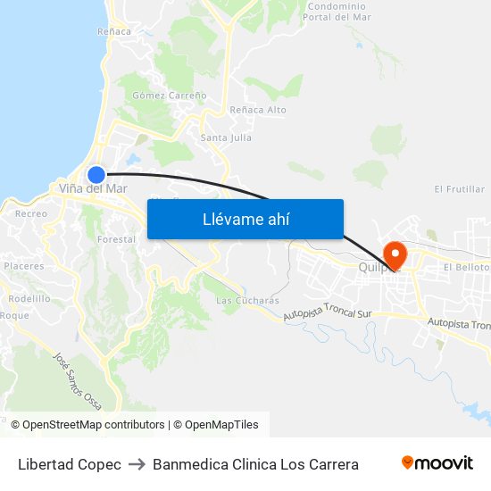 Libertad Copec to Banmedica Clinica Los Carrera map