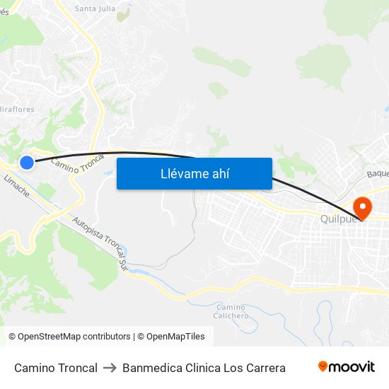 Camino Troncal to Banmedica Clinica Los Carrera map