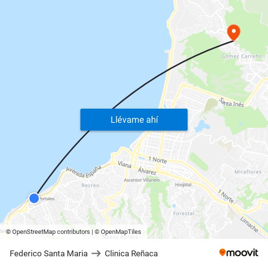 Federico Santa Maria to Clinica Reñaca map