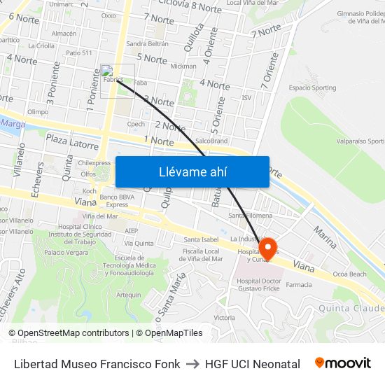 Libertad Museo Francisco Fonk to HGF UCI Neonatal map