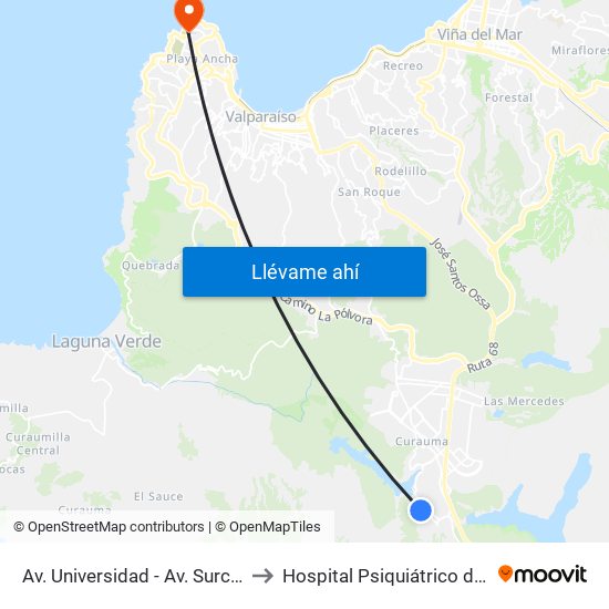 Av. Universidad - Av. Surcos De Agua to Hospital Psiquiátrico del Salvador map