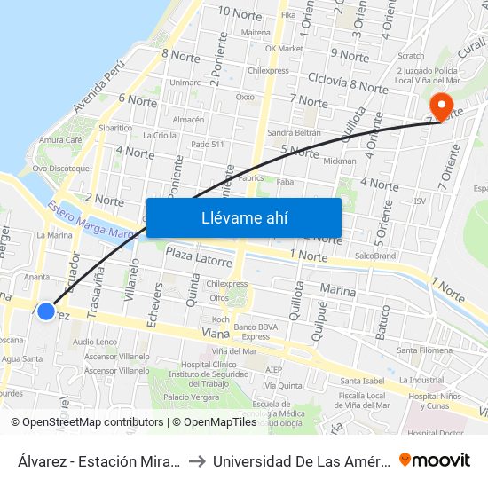 Álvarez - Estación Miramar to Universidad De Las Américas map