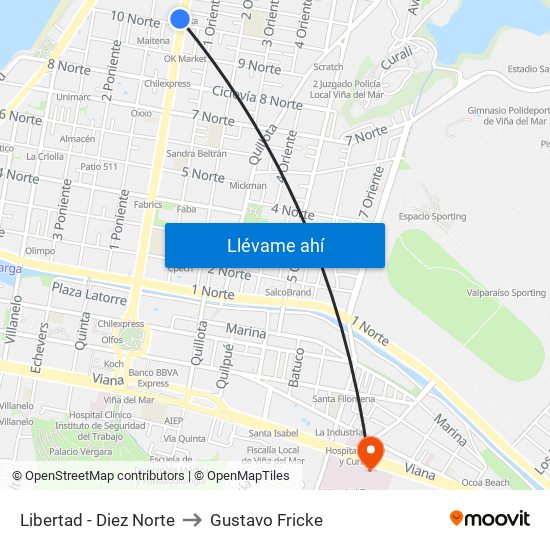 Libertad - Diez Norte to Gustavo Fricke map