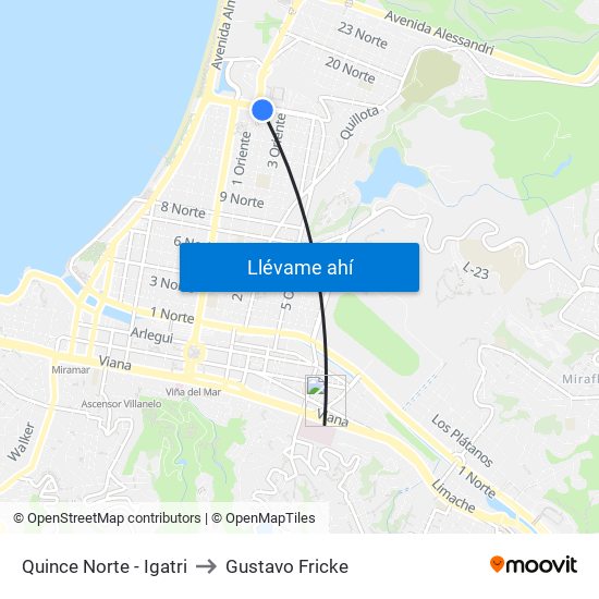 Quince Norte - Igatri to Gustavo Fricke map