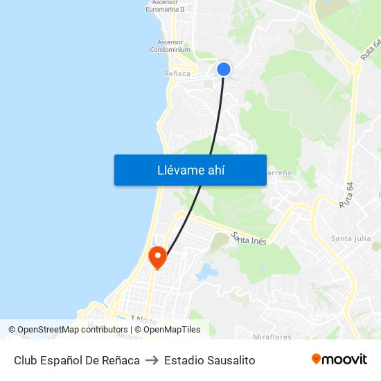 Club Español De Reñaca to Estadio Sausalito map