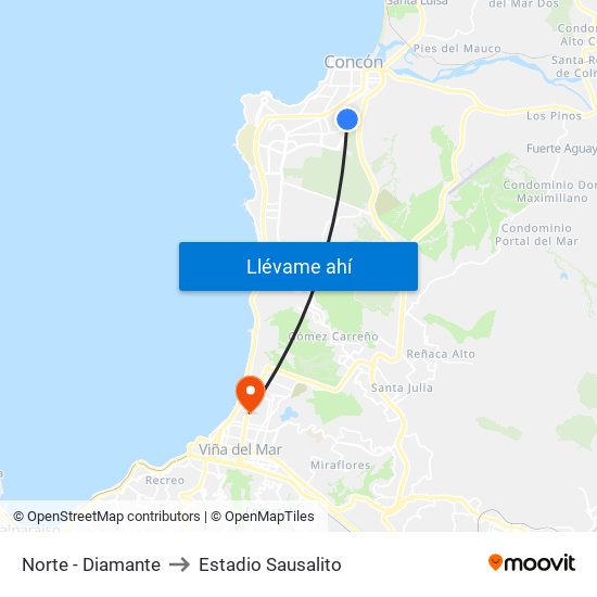 Norte - Diamante to Estadio Sausalito map