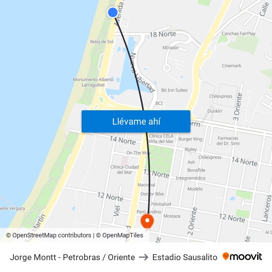 Jorge Montt - Petrobras / Oriente to Estadio Sausalito map