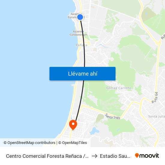 Centro Comercial Foresta Reñaca / Poniente to Estadio Sausalito map