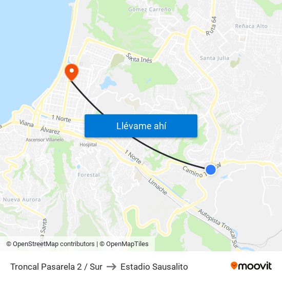 Troncal Pasarela 2 / Sur to Estadio Sausalito map