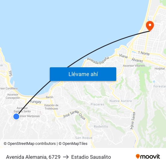 Avenida Alemania, 6729 to Estadio Sausalito map