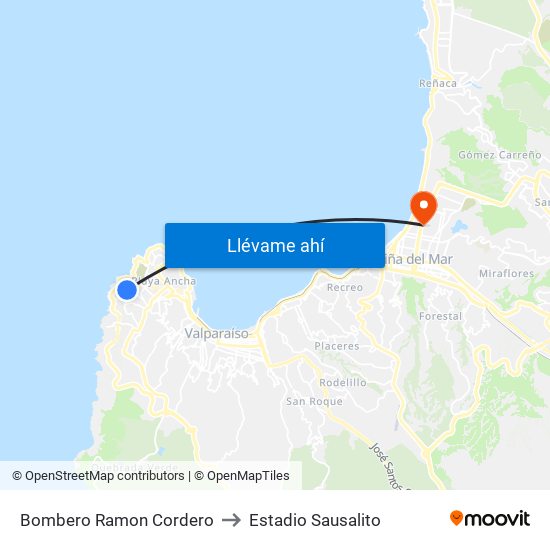 Bombero Ramon Cordero to Estadio Sausalito map