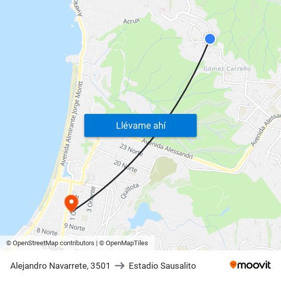 Alejandro Navarrete, 3501 to Estadio Sausalito map