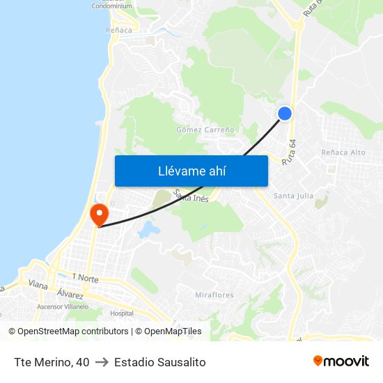 Tte Merino, 40 to Estadio Sausalito map