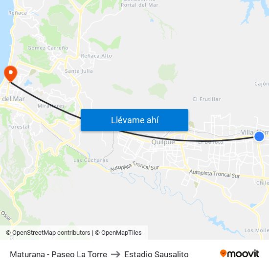 Maturana - Paseo La Torre to Estadio Sausalito map