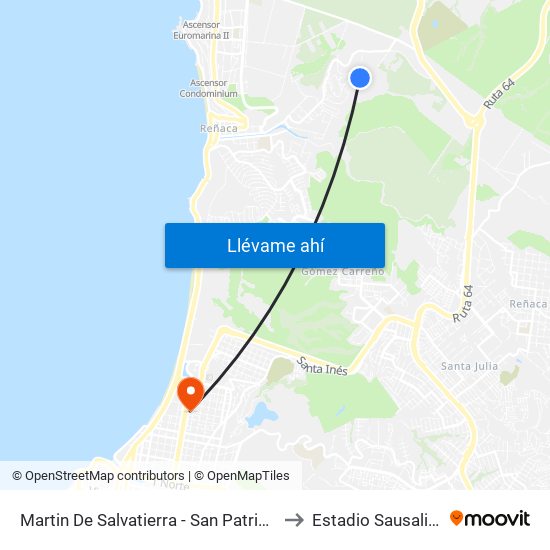 Martin De Salvatierra - San Patricio to Estadio Sausalito map