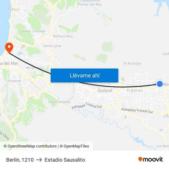 Berlín, 1210 to Estadio Sausalito map