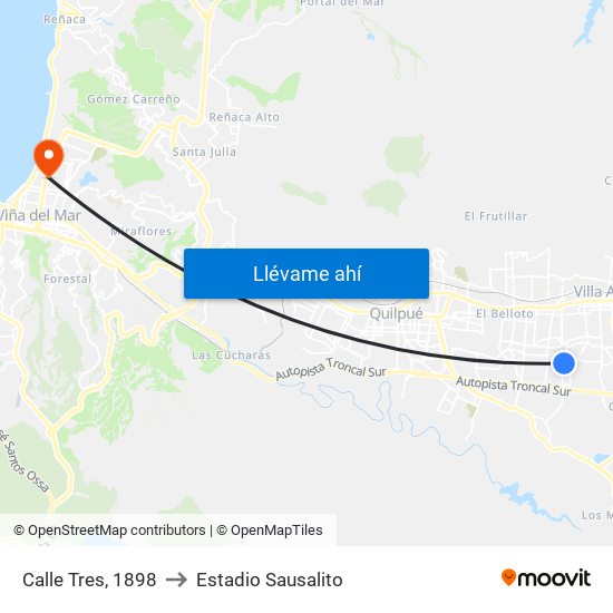 Calle Tres, 1898 to Estadio Sausalito map