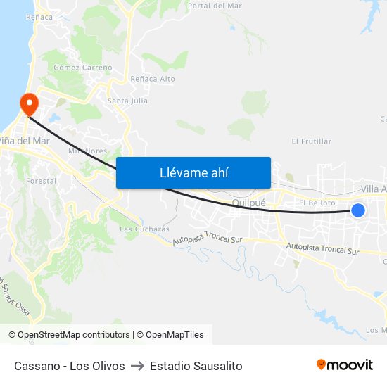 Cassano - Los Olivos to Estadio Sausalito map