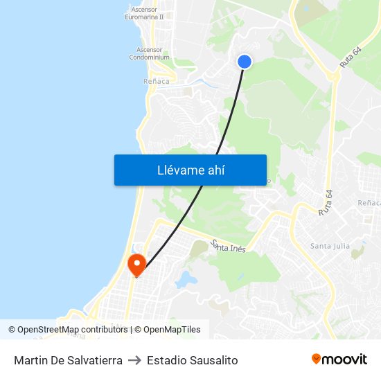 Martin De Salvatierra to Estadio Sausalito map