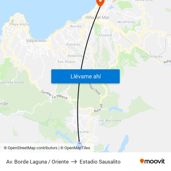 Av. Borde Laguna / Oriente to Estadio Sausalito map