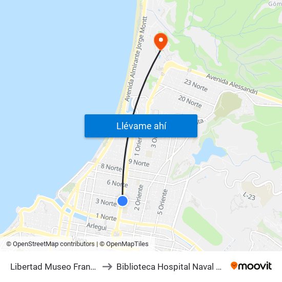 Libertad Museo Francisco Fonk to Biblioteca Hospital Naval Almirante Nef map