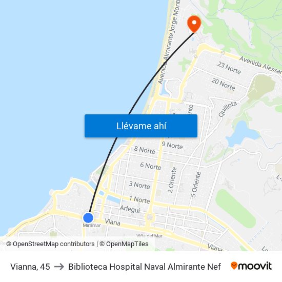 Vianna, 45 to Biblioteca Hospital Naval Almirante Nef map