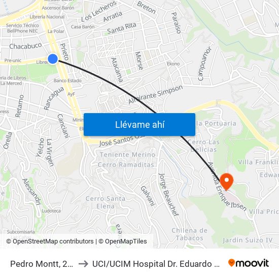Pedro Montt, 2998 to UCI / UCIM Hospital Dr. Eduardo Pereira map