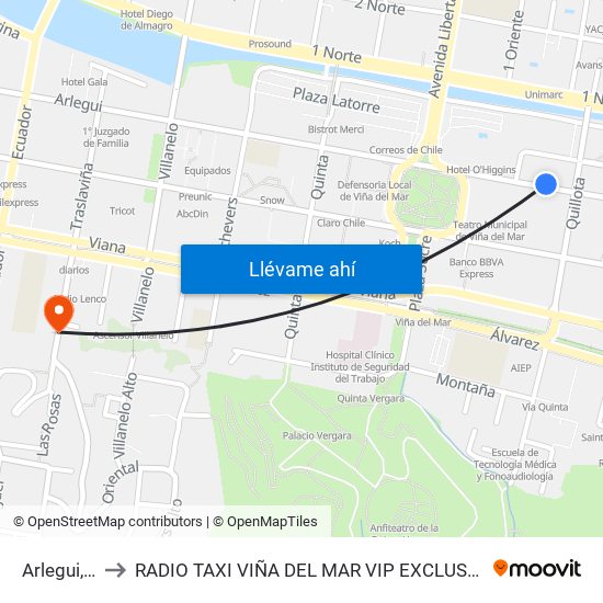 Arlegui, 861 to RADIO TAXI VIÑA DEL MAR VIP EXCLUSIVE EJECUTIVO map