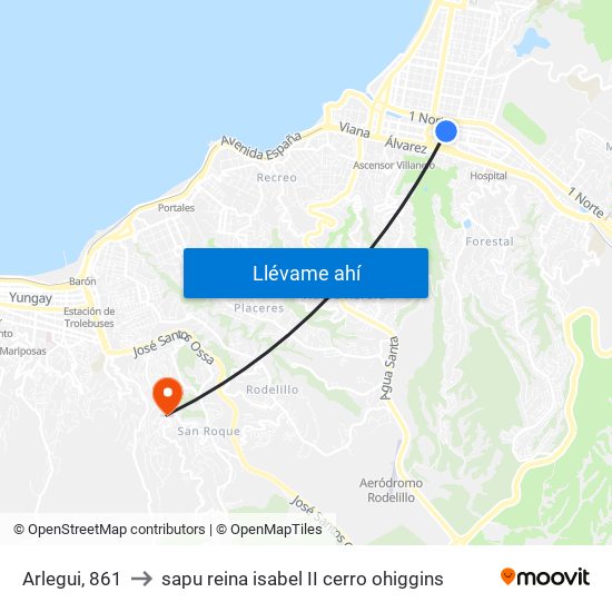 Arlegui, 861 to sapu reina isabel II cerro ohiggins map
